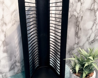 Vintage Tenex MediaWorx Y2K CD Tower 24 Black Desktop 24-Disc CD Rack Storage Holder 1990s Funky Wave