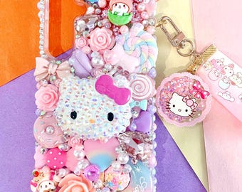 Kawaii kitty pink cute bling phone case for iphone samsung