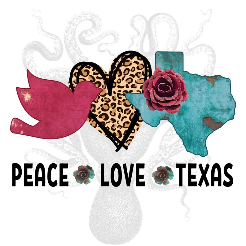 Download Peace Love Texas PNG Rustic Rusty Cheetah Leopard Dove ...