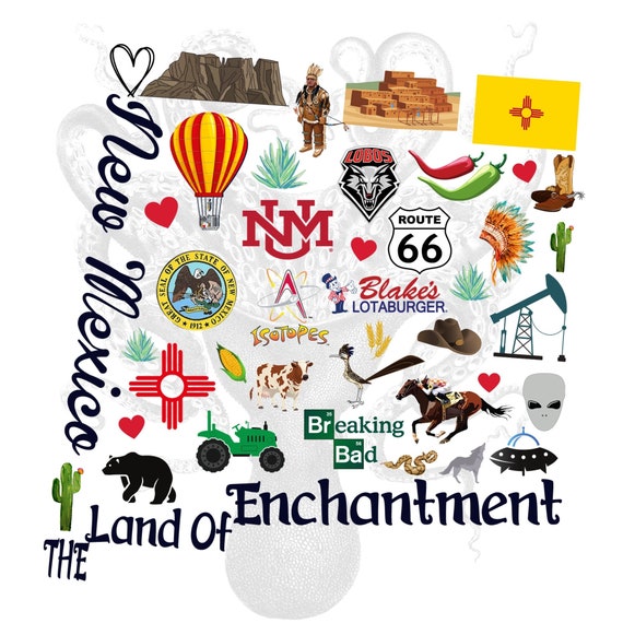 New Mexico Favorites Symbols Outline PNG New Mexico State Etsy