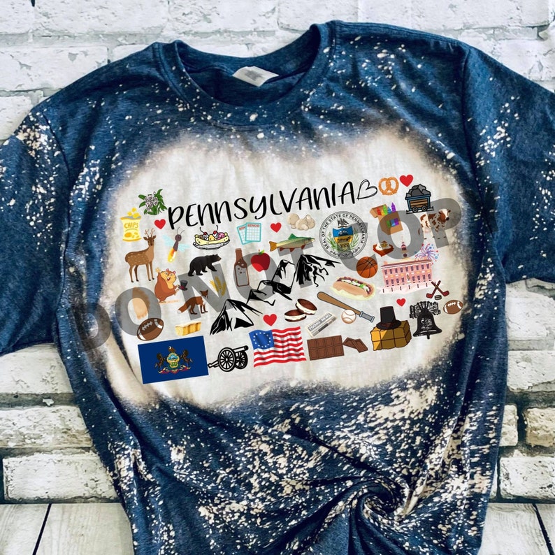 State Outline Favorites Sublimation Transfer Ready to press Transfer Sublimation Design 8.5 X 11 Pennsylvania Symbols Sublimation Transfer