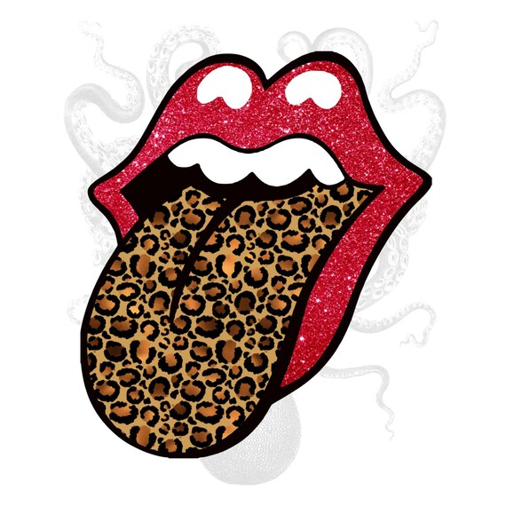 red lips with cheetah tongue shirt