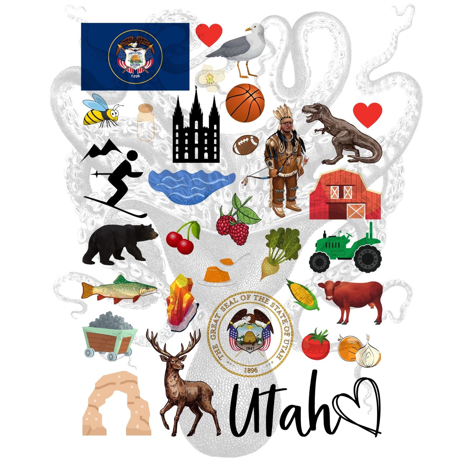 Utah Favorites Symbols PNG Love Utah Favorites Heart State Etsy