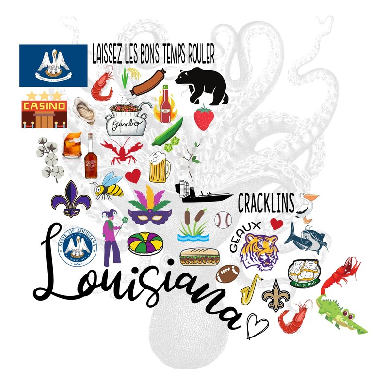 8.5 X 11 Louisiana Symbols Sublimation Transfer Louisiana Etsy