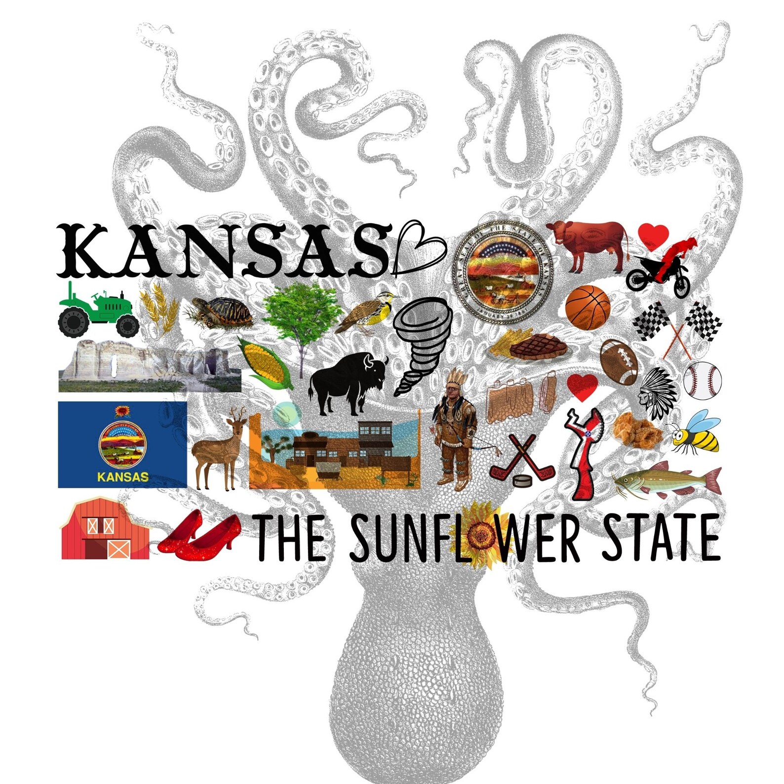 Kansas Symbols PNG Favorites Kansas State Outline Love Etsy