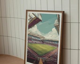 Villa Park Poster - Aston Villa Stadium Wall Art - Modern Football Print - Soccer Illustration - Claret and Blue Fan Gift