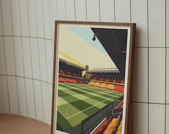 Minimalist Vicarage Road Art Print - Watford Football Poster - Modern Soccer Wall Art - A4 Stadium Illustration - Hornets Gift