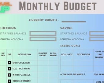Monatlicher Budgetplaner | Printable Buchhaltung | Ausgaben-Tracker | Digitaler Download