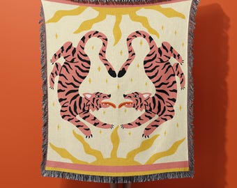 Tiger Decke | Wandbehang Kunst | Bettüberwurf | Statement Wohnkultur