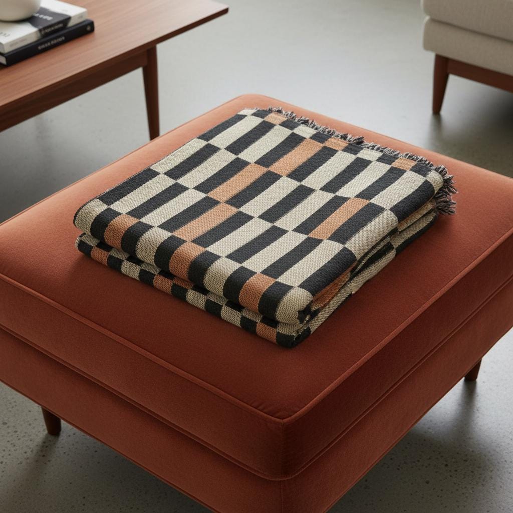 Checker Throw Rug Modern Checkered Stripe Throw | Retro Checker Woven Blanket | Bauhaus ...