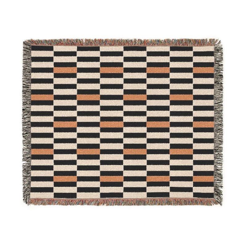 Checker Throw Rug Modern Checkered Stripe Throw | Retro Checker Woven Blanket | Bauhaus ...