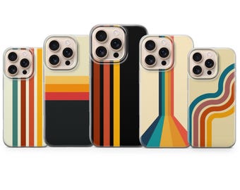 Retro Streifen Handyhülle Ästhetische Vintage Hülle Für iPhone 17 Pro Max, iPhone 17 Pro, 16e, 15, 14, 12 & Samsung S25 Ultra, S24 FE, A56,Pixel
