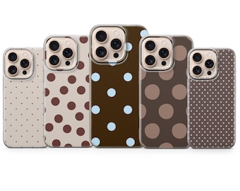 Polka Dot Phone Case Brown Cover for iPhone 17 Pro Max, 16e, 15, 14, 13 & Samsung S26 Ultra, S25 FE, A57, A56, Pixel 10, 9A