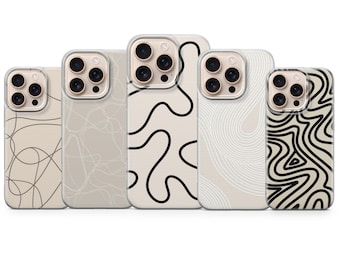 Funda de teléfono con diseño de arte minimalista y líneas artísticas para iPhone 17 Pro Max, iPhone 17 Pro, 16e, 15, 14 y Samsung S25 Ultra, S24 FE, A56 y Pixel 10