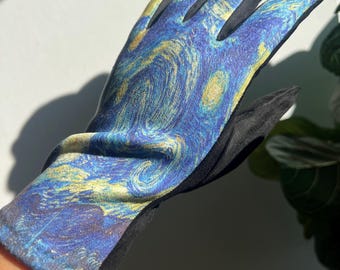 Starry Night Felted Gloves – Art-Inspired Touchscreen Winter Fashion Accessory, One Size