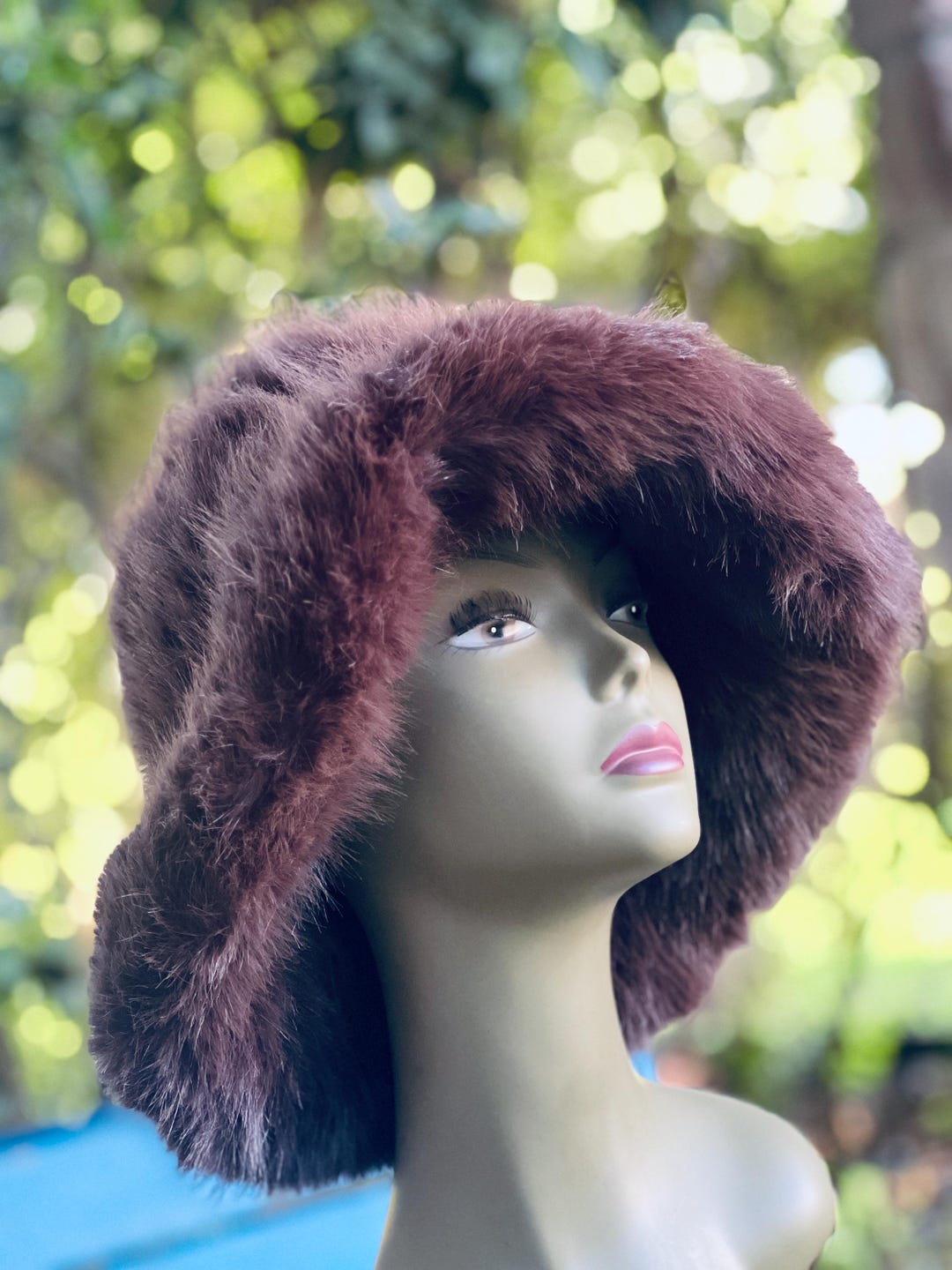 Brown Faux Fur Wide-Brim Hat - Soft Brown FURRY BUCKET BROWN | TYLERLAMBERT main image 4