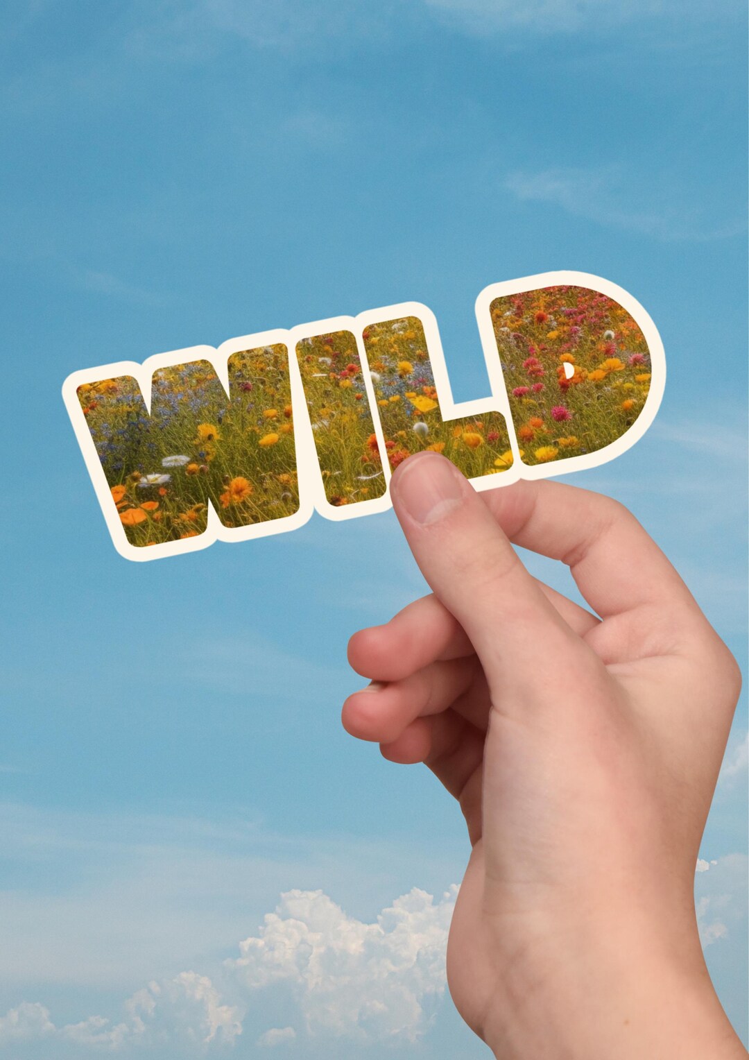 Large Wild Sticker WILD Kiss-cut Stickers for Nature Lover, Nature Floral Sticker Outdoor ...