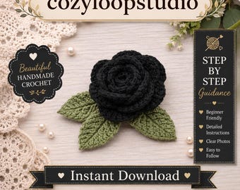 Patrón de rosa de ganchillo realista en PDF / Tutorial de flor amigurumi (Descarga instantánea)