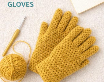 Patrón de guantes de crochet fáciles de usar / Apto para principiantes (Patrón PDF)