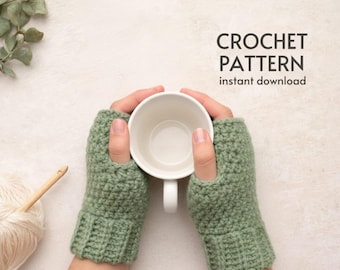 Modèle de mitaines au crochet – Chauffe-poignets faciles (PDF, téléchargement instantané)
