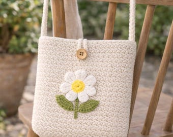 Patrón de bolso de margaritas a crochet / Bolso de flores para principiantes (patrón PDF)