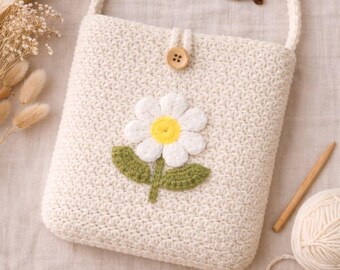 Crochet Daisy Bag Pattern | Beginner Friendly Flower Purse (PDF Pattern)