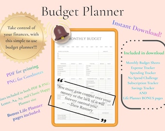 Planner di budget per la fattoria, budget mensile, monitoraggio delle spese e delle uscite in formato PDF, PNG Pagine BONUS!