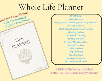 Planner di vita in fattoria stampabile / Planner non datato / Budget, benessere e pianificazione quotidiana