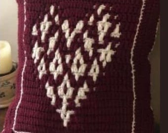 Almohada - corazón - diseño de mosaico tejido a mano