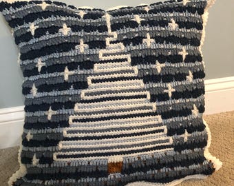 Almohada - Árbol de Navidad: Diseño de mosaico Opciones de color personalizadas, Relleno incluido