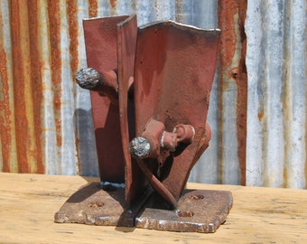 Industrial Steel Bookends Handmade from Scrapped Railroad Hopper Cars, Metal Bookends, Industrial Decor