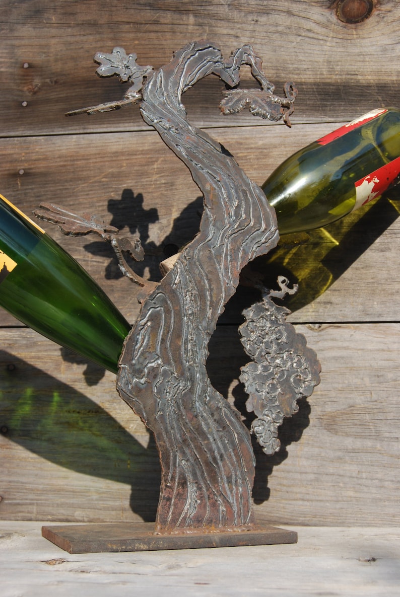 Handmade Wine Bottle Holder Metal Sculpture Etsy