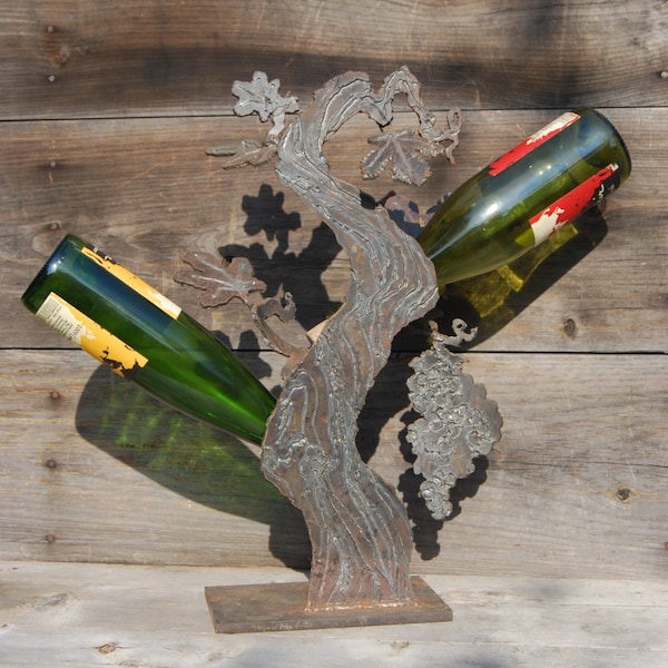 Metal Sculpture Wine Holder Etsy