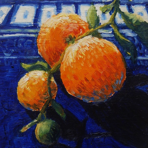 Original shops Oil Painting, Oranges, Oil on Wood, Framed Wall Art