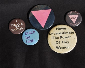 Vintage Pride Pins, 1970's-80's Gay Lesbian Pride Pins, Original Pinback Buttons