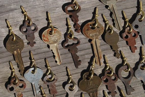 23 Vintage Flat Key Drawer Pulls Etsy