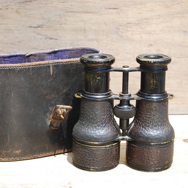 Antique Leather-Bound Binoculars, Colmont Paris