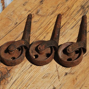 Set of Three Vintage Metal Casters, Antique Furniture Casters