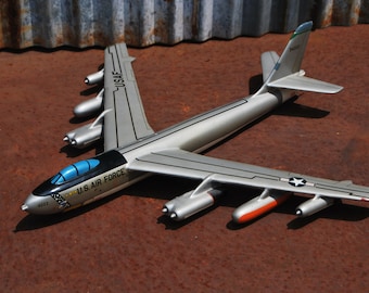 Vintage Wooden Model Airplane B-47 Strato Jet, Cold War Model Aircraft, Office Decor