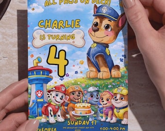 Printbare en bewerkbare uitnodiging voor een puppyfeestje, uitnodiging voor een puppyverjaardagsfeestje voor jongens en meisjes, puppyfeestje, direct te downloaden, sjabloon voor een puppyverjaardagsfeestje