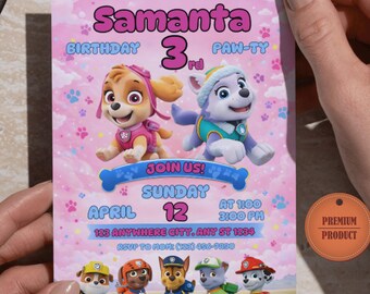 Printbare en bewerkbare uitnodiging voor een puppyfeestje, uitnodiging voor een puppyverjaardagsfeestje voor jongens en meisjes, puppyfeestje, direct te downloaden, sjabloon voor een puppyverjaardagsfeestje