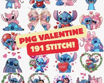 Happy Valentine's Day Png Bundle, 191 Stitch Valentine Png, Love Png, Valentines Png, Stitch Love Png, Magical Heart Valentines Png, Digital