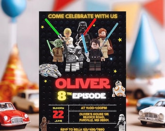 Printbare verjaardagskaart, sterrenkaart, oorlogskaart, Darth Vader-verjaardagsfeestje, Stormtrooper-kaart om direct te downloaden