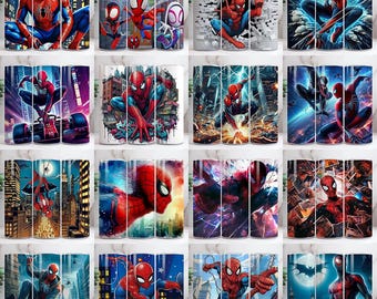 Spiderman Tumbler Wrap Bundle, 20oz Skinny Tumbler PNG, Sublimation Design, Spidey Tumbler, Cartoon Tumbler Wrap, Skinny Spider Man Tumbler