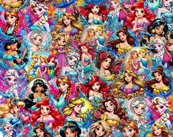 Cartoon Character Png Bundle, Princes & Friends Clipart, Watercolor Princess Cartoon PNG Bundle, T-shirt Designs Png, Princess Picture Png