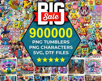 900000 Png, Svg Mega Bundle Dtf Designs, Cricut Files, Holiday Svg, Cartoon Png Bundle, Cartoons Wrap Svg, Cartoon Characters, Tumbler Png