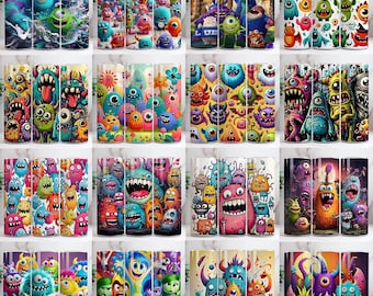 Monsters tumbler Wrap Png Bundle, Monster Wraps, Straight Monster cup, 20oz skinny tumbler Sublimation design, Monsters tumbler Clipart Svg