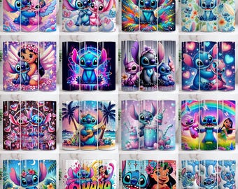 Paquete de diseños de envoltorios para vasos Stitch, diseños de sublimación Stitch, envoltorio para vasos Stitch de 20 oz, sublimación Stitch, envoltorio Stitch, vaso de dibujos animados