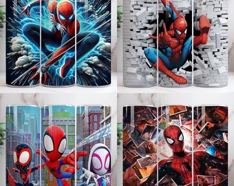 Spiderman Tumbler Wrap Bundle, 20oz Skinny Tumbler Wrap, 20oz Tumbler Png Sublimation Design, Cartoon Character Tumblers, Spiderman Digital