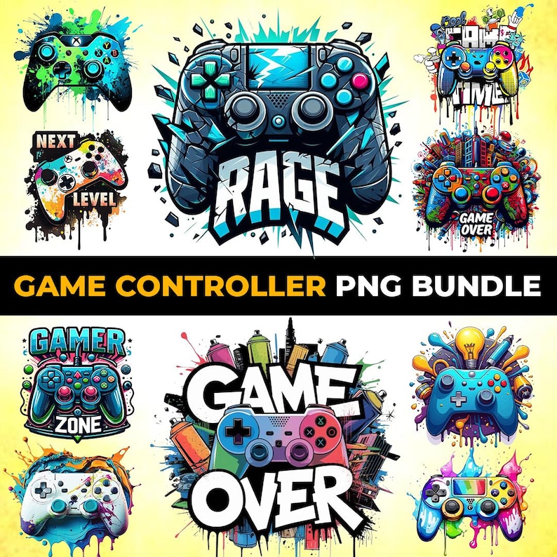 Game Controller Png Bundle, Video Games PNG, Gamer T Shirt Png, Gamer ...